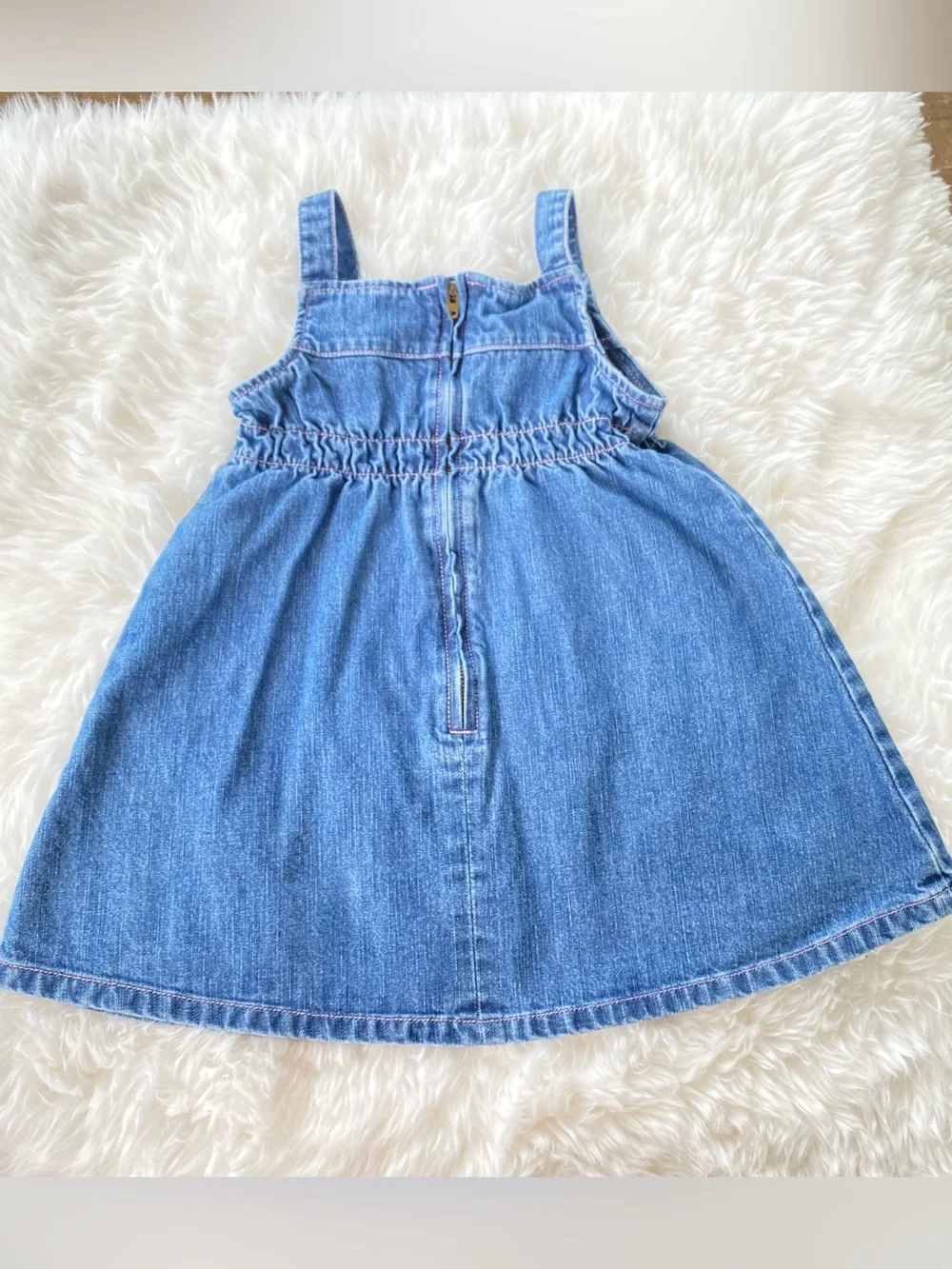 Vintage Gymboree 2006 Girls Denim Dress 2T Floral Embroidered Jean Jumper Dress